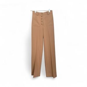 Sezane Tan camel Button-Front Women's pants Trousers size 34